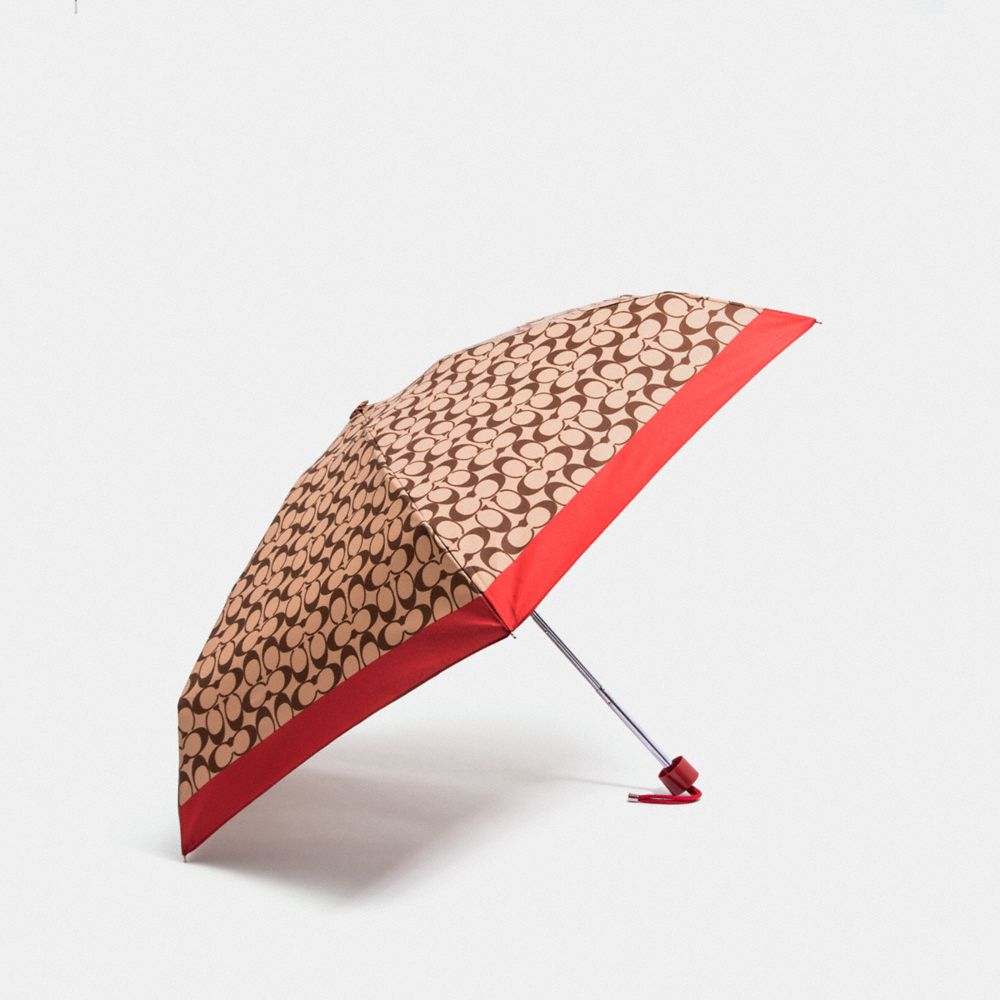 COACH F63365 Signature Mini Umbrella RUBY/SILVER
