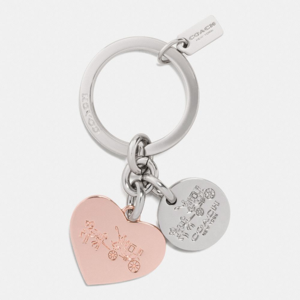 HEART CHARM WITH MULTI MIX KEY RING - f63381 - SILVER/ROSEGOLD