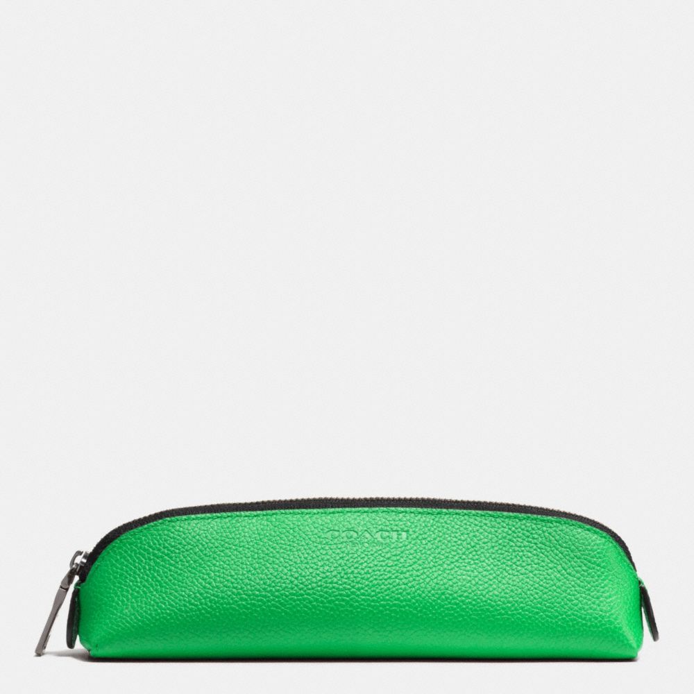 COACH F63390 PENCIL CASE IN REFINED PEBBLE LEATHER GREEN