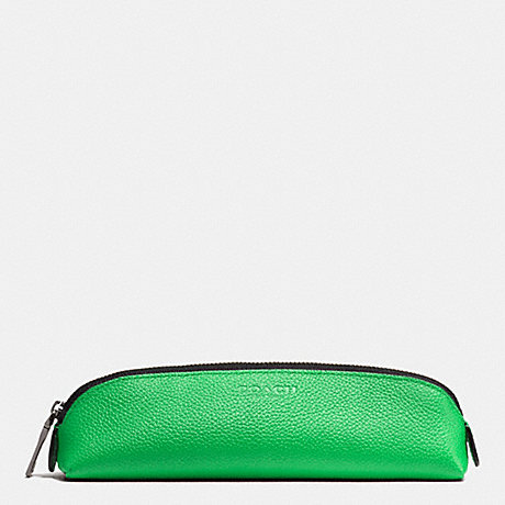 COACH PENCIL CASE IN REFINED PEBBLE LEATHER - GREEN - f63390