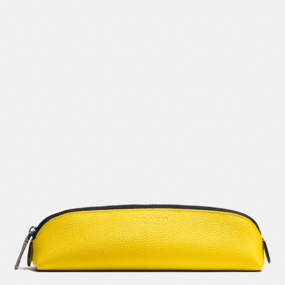 COACH f63390 PENCIL CASE IN REFINED PEBBLE LEATHER YELLOW