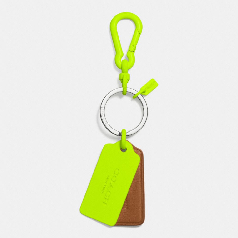 COACH C.O.A.C.H. NOVELTY MULTI HANGTAG KEY RING - GL/SADDLE GLO LLIGHT GOLDE - f63399