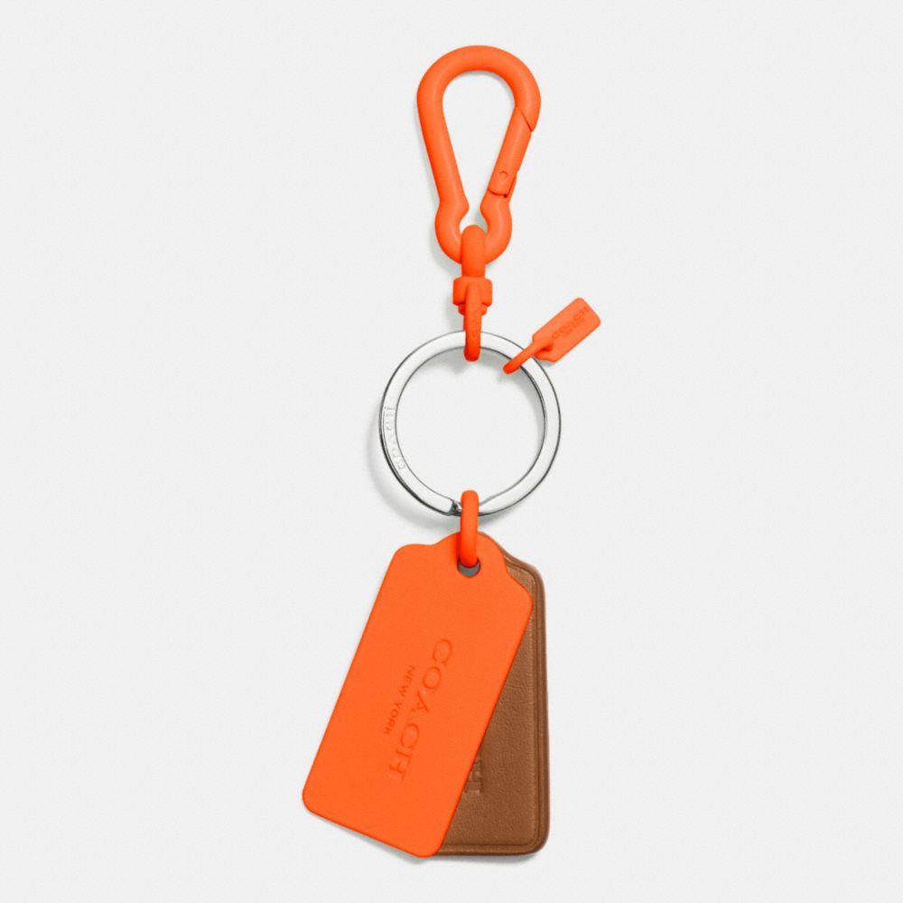 COACH f63399 C.O.A.C.H. NOVELTY MULTI HANGTAG KEY RING NO/SADDLE/NEON ORANGE