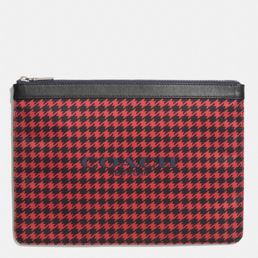 COACH F63445 Universal Pouch In Nylon RED HOUNDSTOOTH