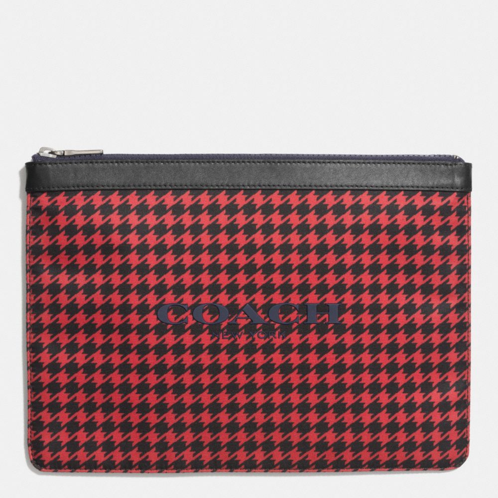 COACH f63445 UNIVERSAL POUCH IN NYLON RED HOUNDSTOOTH