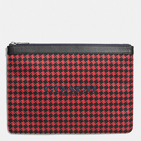 COACH f63445 UNIVERSAL POUCH IN NYLON RED HOUNDSTOOTH