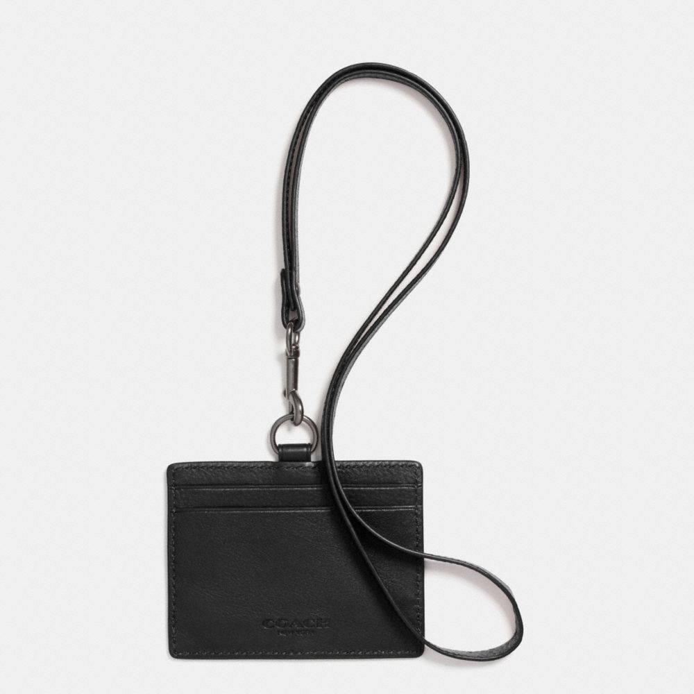 COACH f63629 ID LANYARD IN SPORT CALF LEATHER BLACK