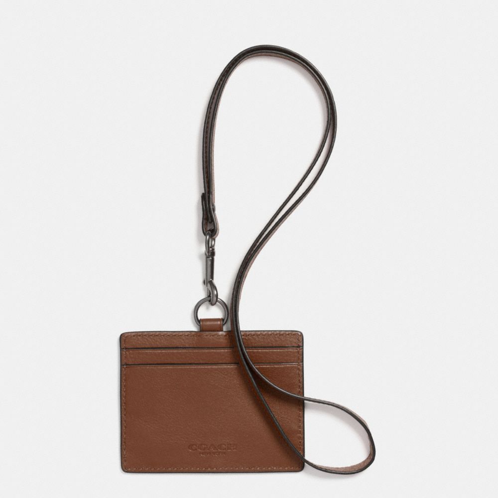 ID LANYARD IN SPORT CALF LEATHER - f63629 - DARK SADDLE