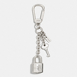 COACH F63633 Metal Lock And Key Charm Key Ring  SILVER/SILVER