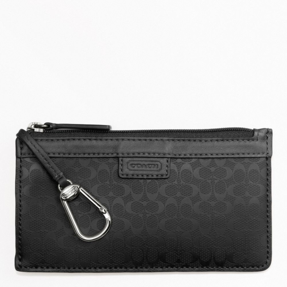 COACH HERITAGE SIGNATURE EMBOSSED PVC ENVELOPE KEYCASE - BLACK - f63656