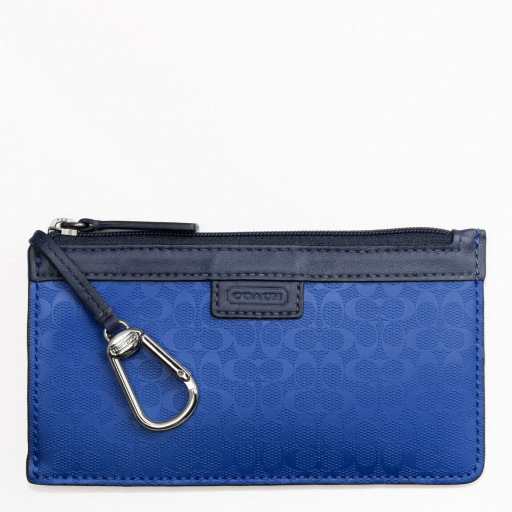 COACH F63656 Heritage Signature Embossed Pvc Envelope Keycase BLUE