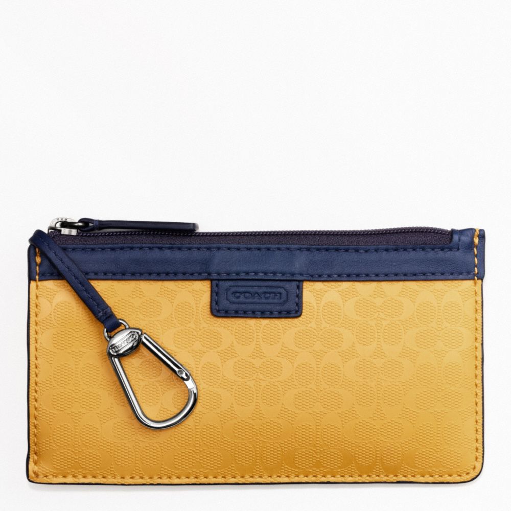 COACH F63656 Heritage Signature Embossed Pvc Envelope Keycase YELLOW