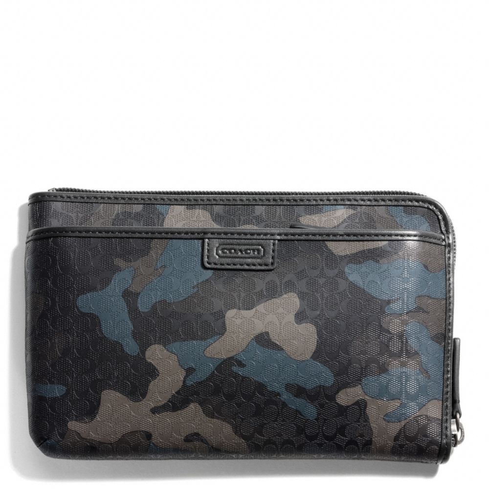 COACH f63657 HERITAGE SIGNATURE MULTI FUNCTION CASE GREY/STORM BLUE