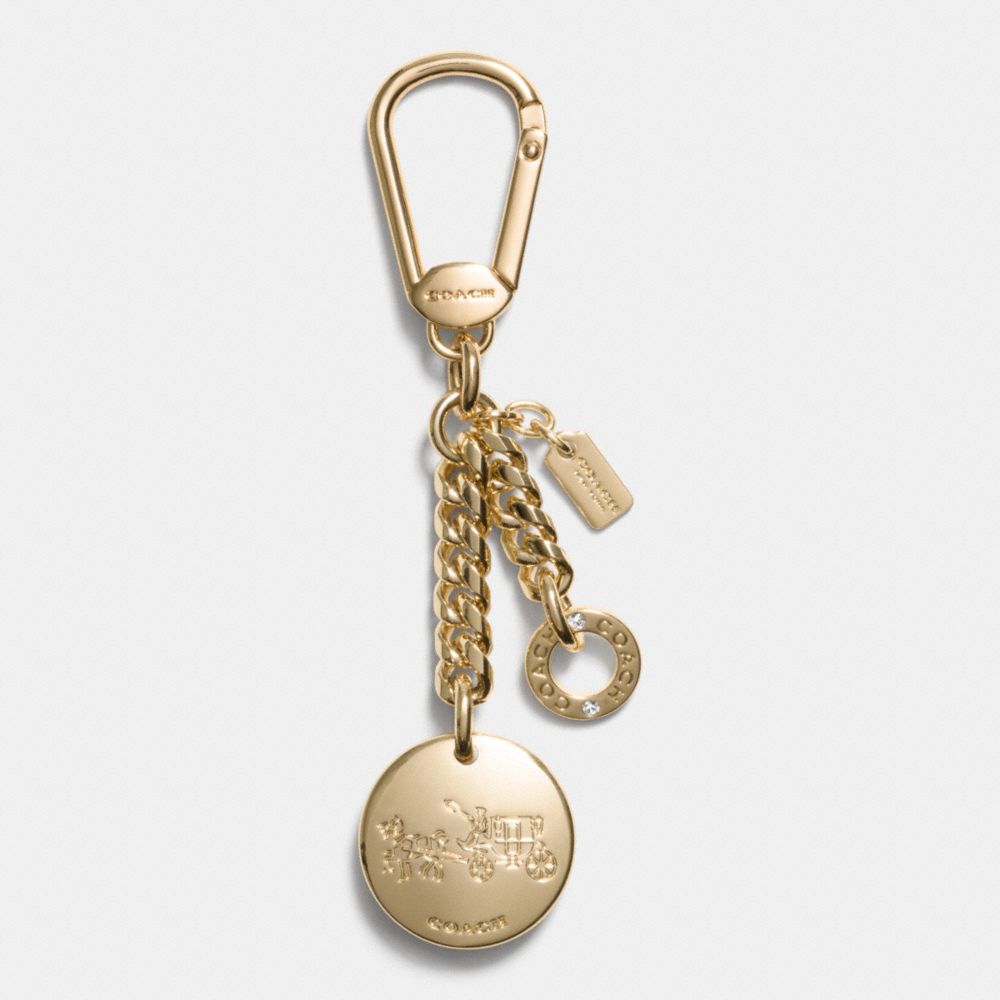 COACH F63661 Metal Logo Charm Key Ring  GOLD/GOLD