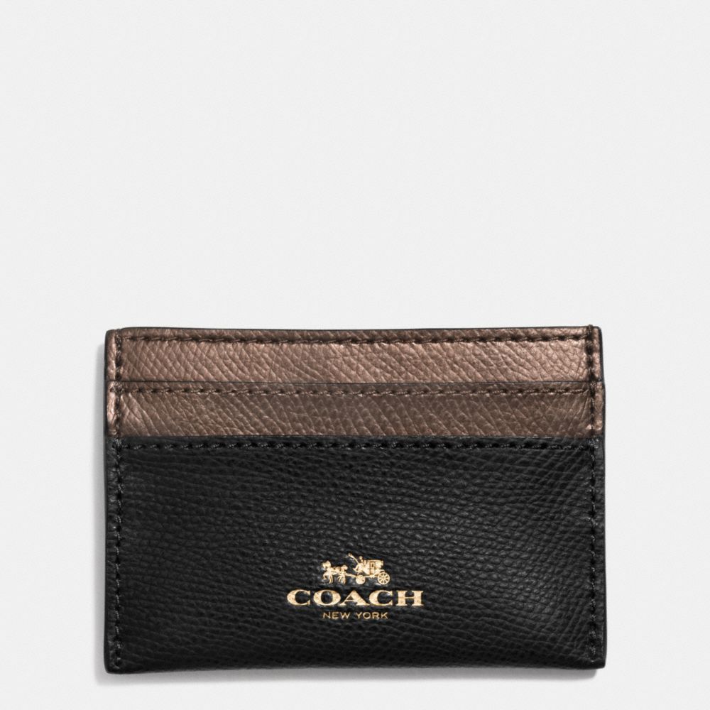 COACH CARD CASE IN BI-COLOR CROSSGRAIN LEATHER - IME8Y - f63669