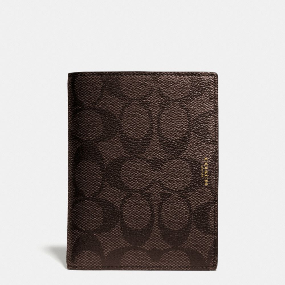 COACH F63741 Bleecker Passport Case In Signature Coated Canvas MAHOGANY/BROWN