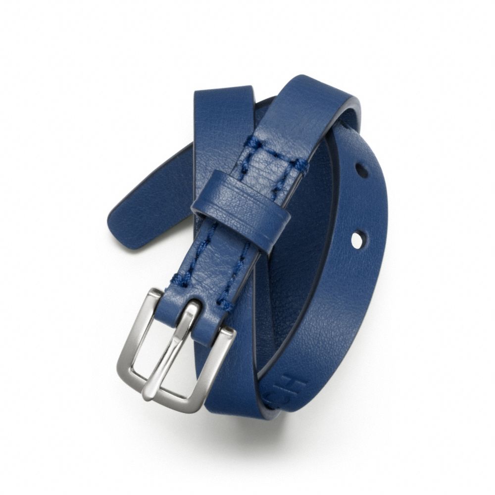 COACH DOUBLE WRAP LEATHER BRACELET - SILVER/BLUE - f63750