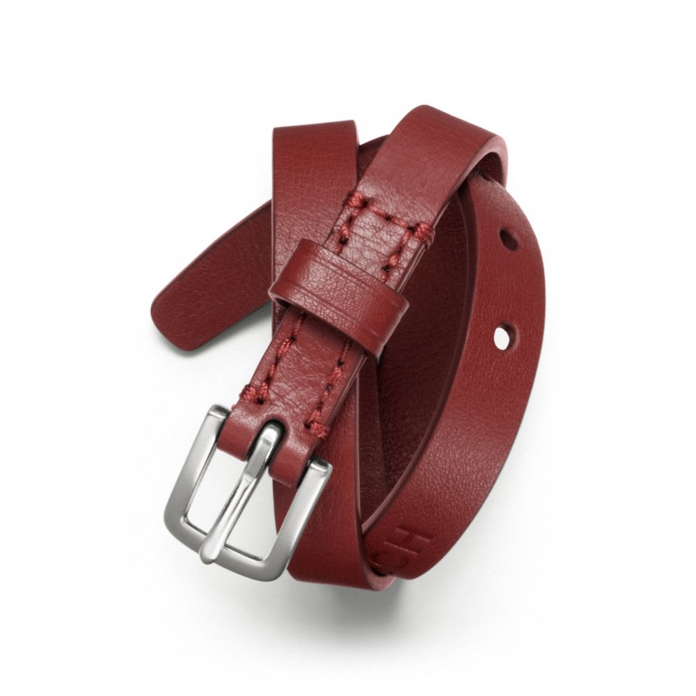 COACH F63750 Double Wrap Leather Bracelet SILVER/RED