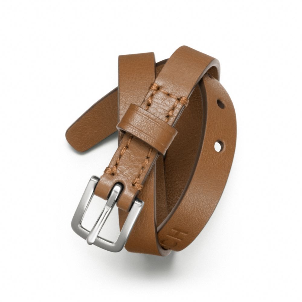 COACH F63750 Double Wrap Leather Bracelet SILVER/SADDLE