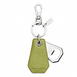 COACH BLEECKER PEBBLED LEATHER BOTTLE OPENER KEY RING - ONE COLOR - F63751