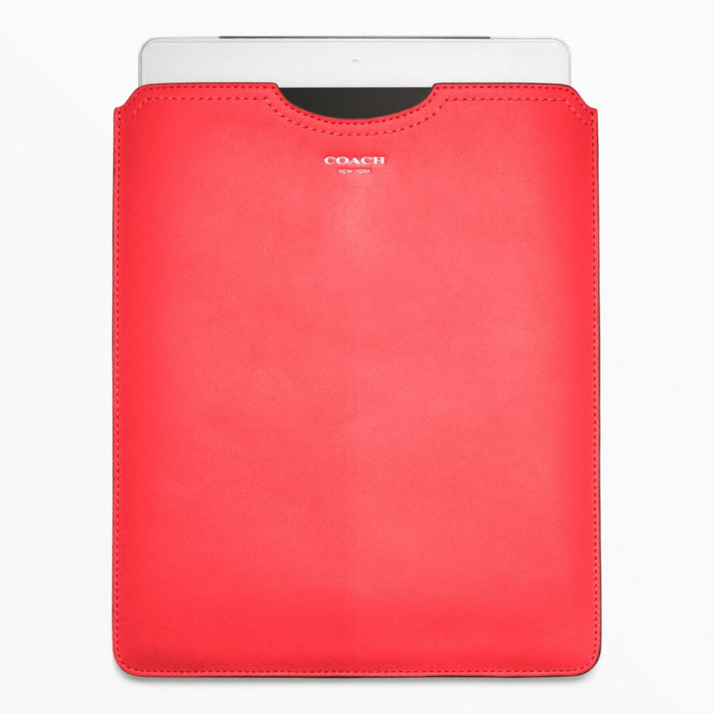 COACH F63801 LEATHER IPAD SLIP COVER SILVER/BRIGHT-CORAL