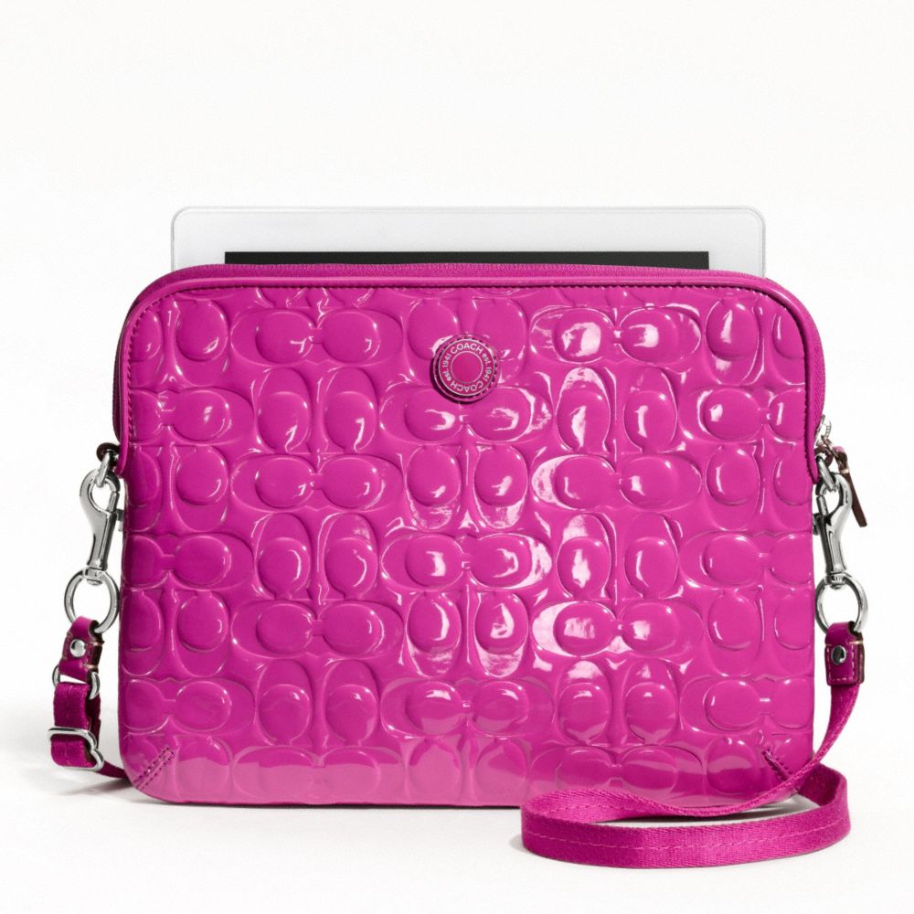 COACH F63808 EMBOSSED LIQUID GLOSS TABLET CROSSBODY ONE-COLOR