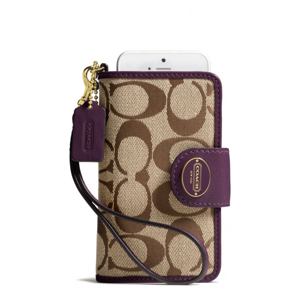 COACH SIGNATURE PHONE WRISTLET - BRASS/KHAKI/BLACK VIOLET - F63827