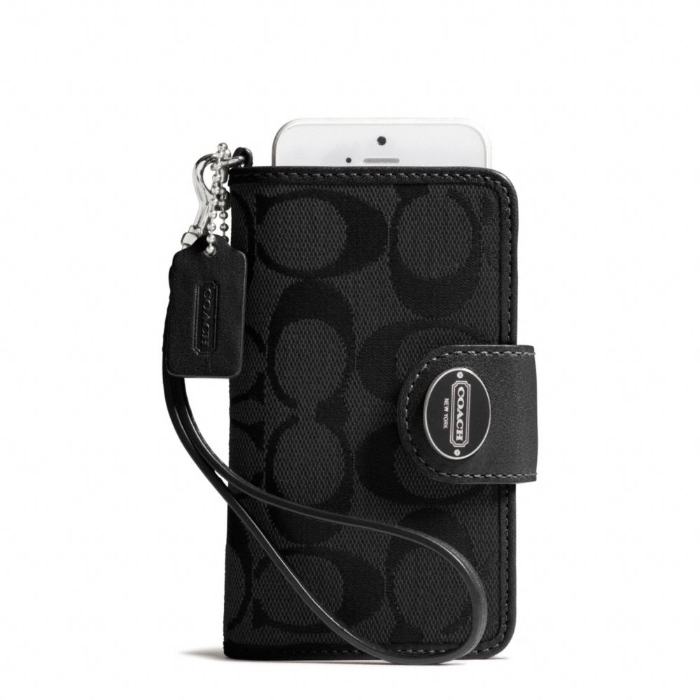 COACH F63827 SIGNATURE PHONE WRISTLET SILVER/BLACK/BLACK