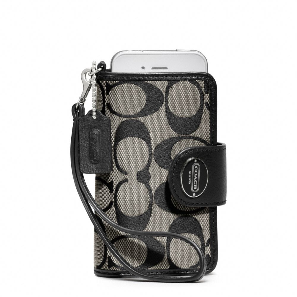 COACH SIGNATURE PHONE WRISTLET - SILVER/BLACK/WHITE/BLACK - f63827