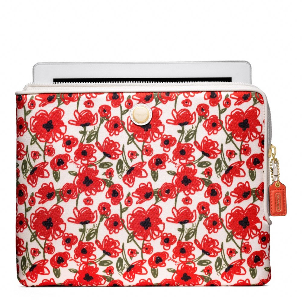 COACH f63859 POPPY FLORAL PRINT IPAD L ZIP SLEEVE 