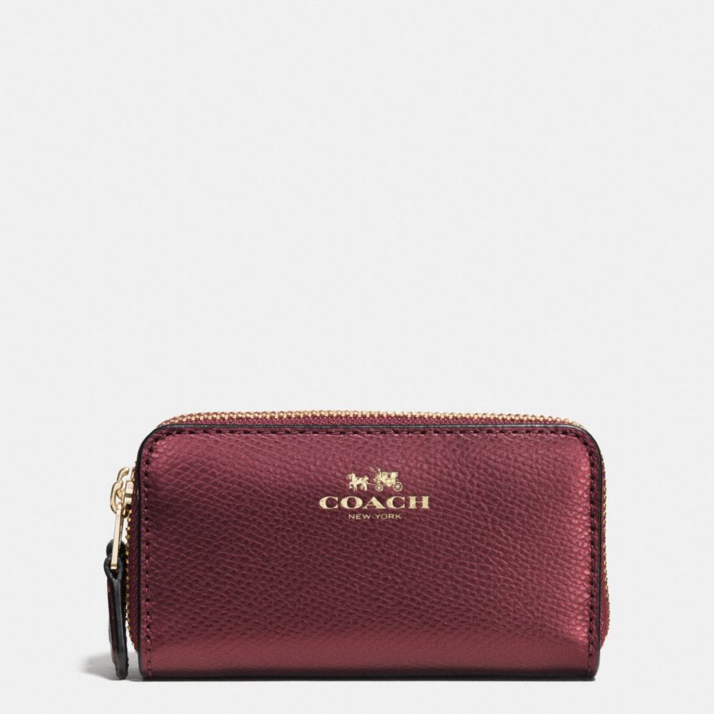 SMALL DOUBLE ZIP COIN CASE IN CROSSGRAIN LEATHER - IME42 - COACH F63921
