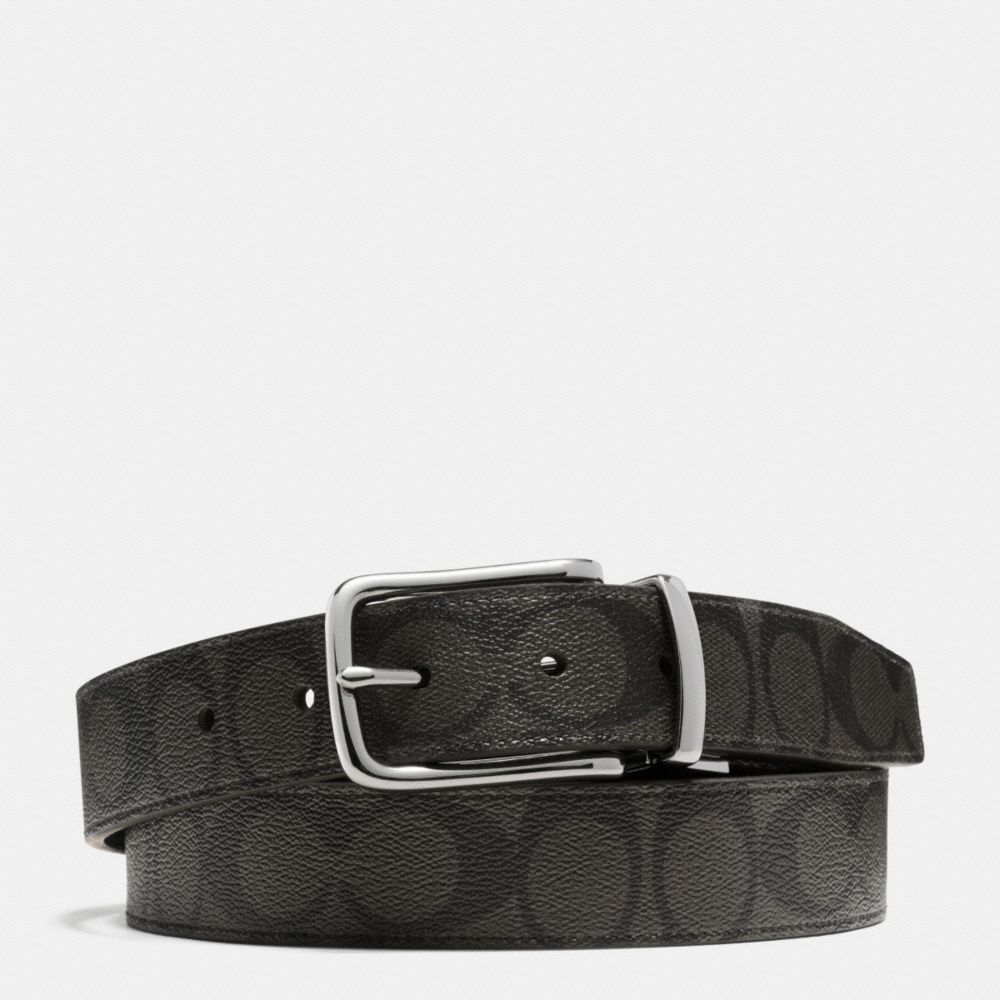HARNESS CUT TO SIZE REVERSIBLE BELT IN SIGNATURE - SILVER/CHARCOAL/BLACK - COACH F63937