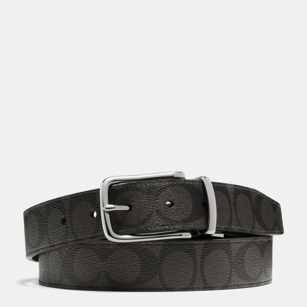 COACH HARNESS CUT TO SIZE REVERSIBLE BELT IN SIGNATURE - SILVER/CHARCOAL/BLACK - F63937