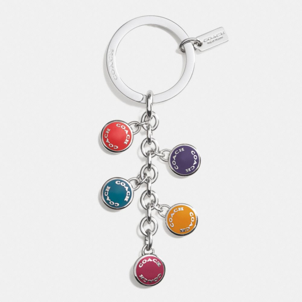 COACH F63982 COACH BUTTONS MULTI MIX KEY RING SILVER/CRANBERRY/MULTICOLOR