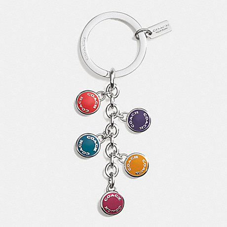 COACH F63982 COACH BUTTONS MULTI MIX KEY RING SILVER/CRANBERRY/MULTICOLOR