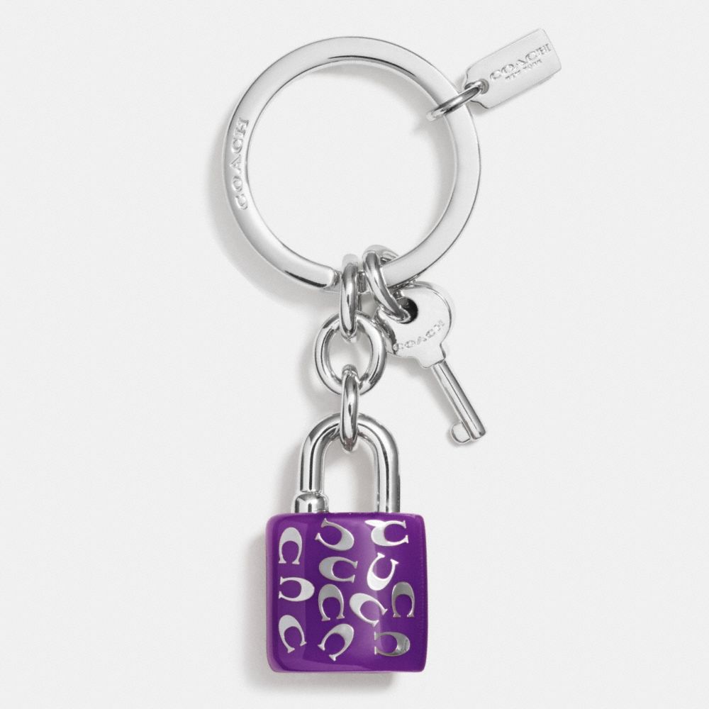 SPRINKLE C LOCK AND KEY KEY RING - SILVER/PURPLE IRIS - COACH F63985