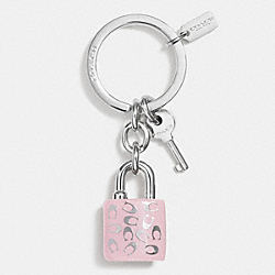COACH F63985 Sprinkle C Lock And Key Key Ring SILVER/PETAL