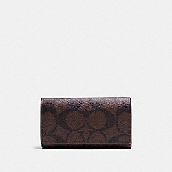 COACH F64005 4 Ring Key Case In Signature MAHOGANY/BROWN