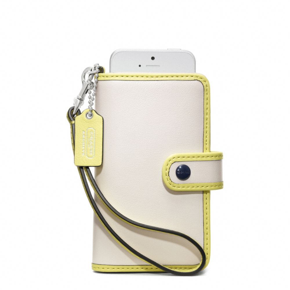 COACH ARCHIVE TWO TONE PHONE WRISTLET - SILVER/PARCHMENT/CITRINE - f64037