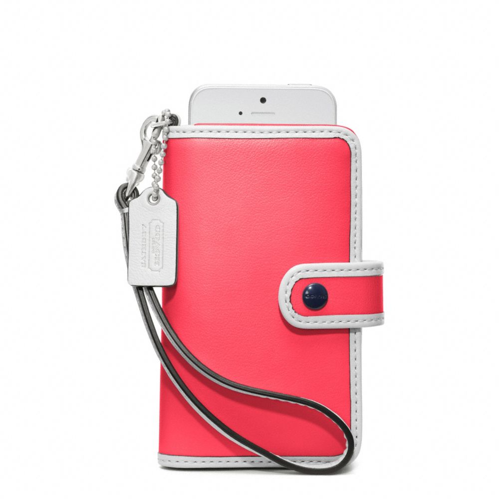 COACH ARCHIVE TWO TONE PHONE WRISTLET - SILVER/BRIGHT CORAL/SNOW - F64037