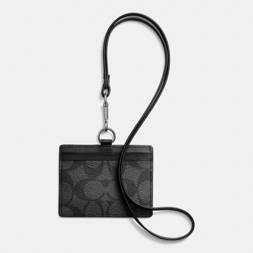 COACH f64063 ID LANYARD IN SIGNATURE CHARCOAL/BLACK