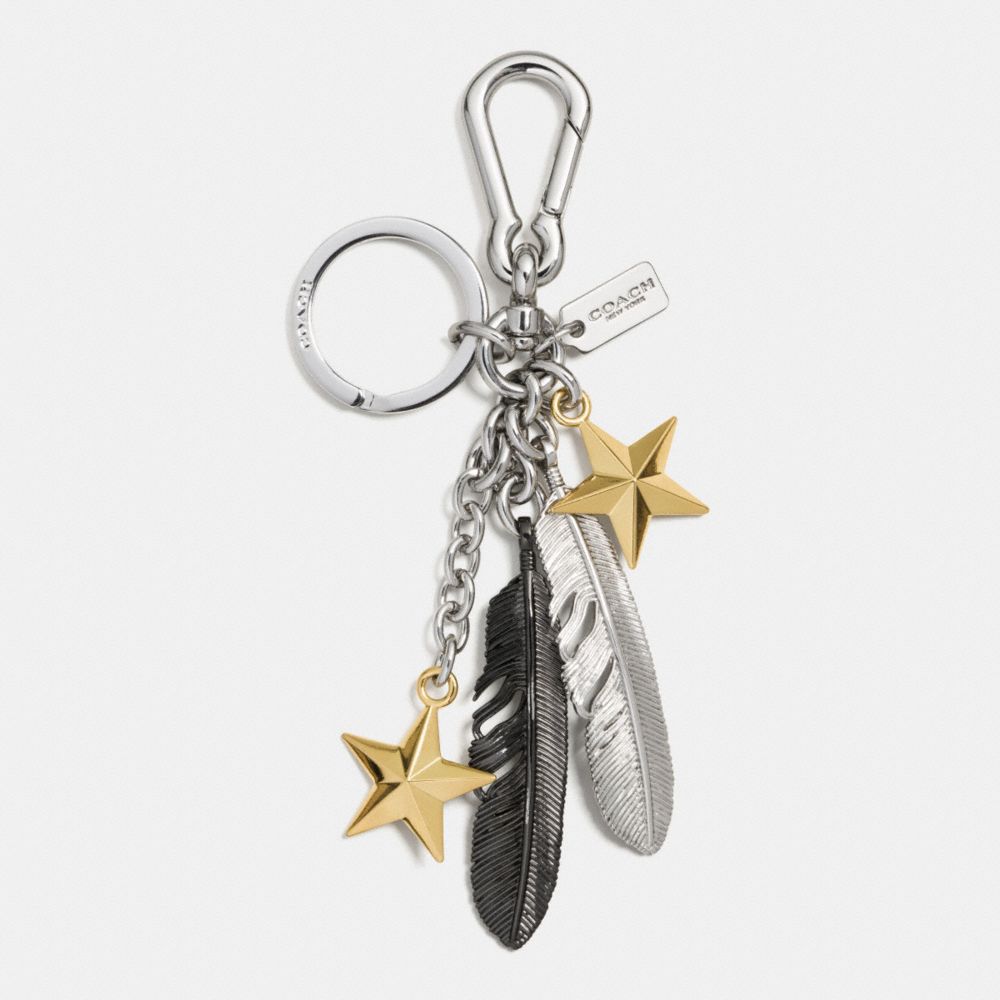 COACH F64128 MIXED FEATHERS AND STARS BAG CHARM MULTI/SILVER