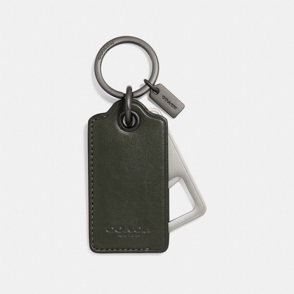 COACH BOTTLE OPENER KEY RING - DARK GREEN - F64140