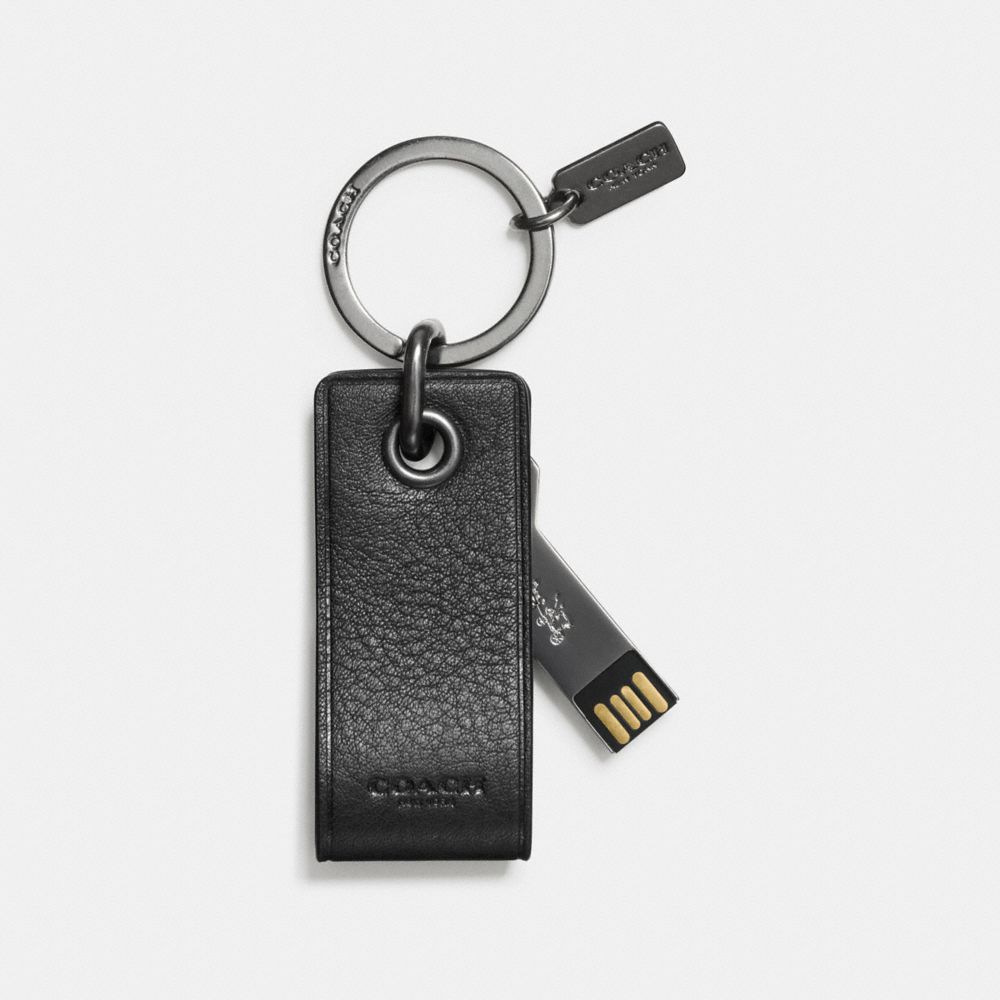 4 GB USB KEY RING - BLACK - COACH F64143