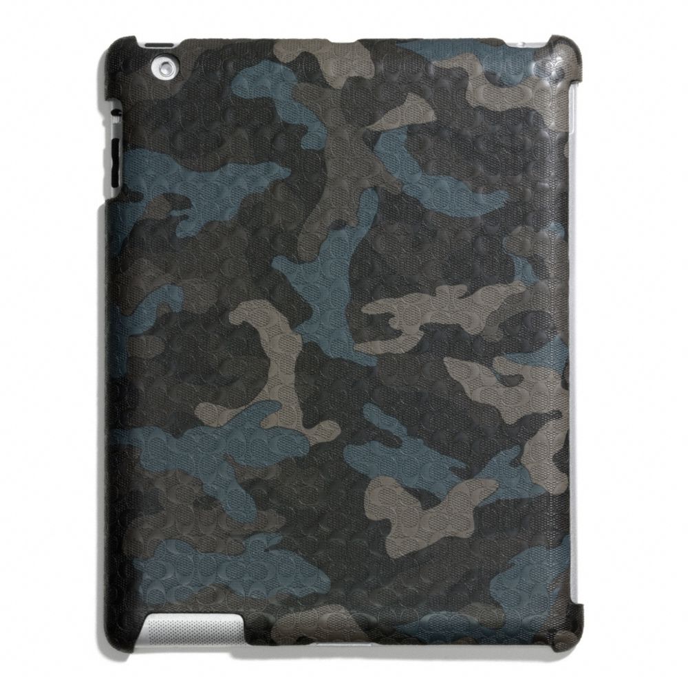 COACH HERITAGE SIGNATURE IPAD CASE - GREY/STORM BLUE - f64219