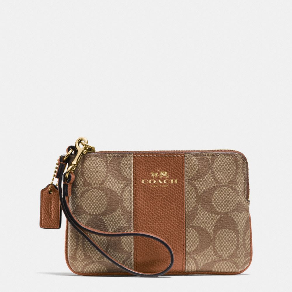 COACH F64233 - CORNER ZIP WRISTLET IN SIGNATURE COATED CANVAS WITH ...