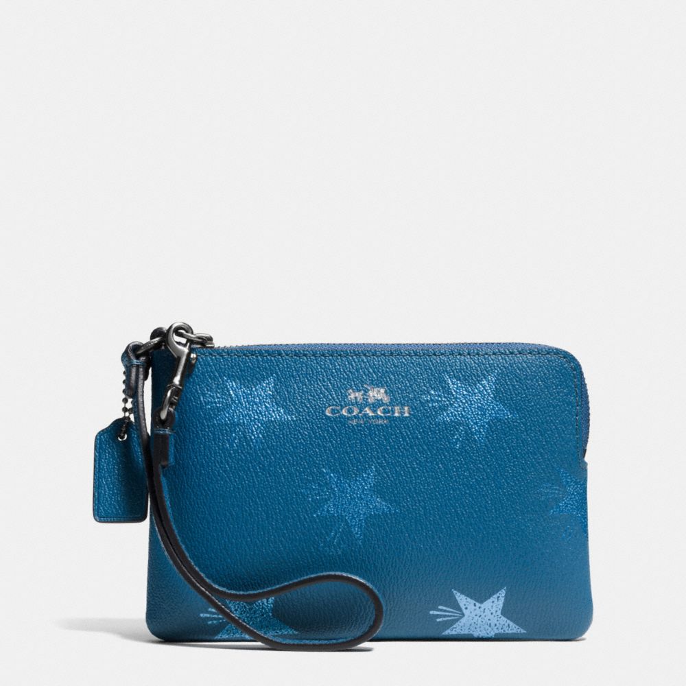 CORNER ZIP WRISTLET IN STAR CANYON PRINT COATED CANVAS - ANTIQUE NICKEL/SLATE - COACH F64239