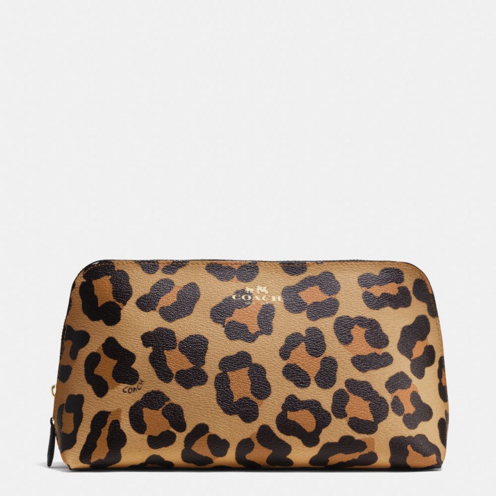 COACH f64242 COSMETIC CASE 22 IN OCELOT PRINT HAIRCALF IMITATION GOLD/NEUTRAL