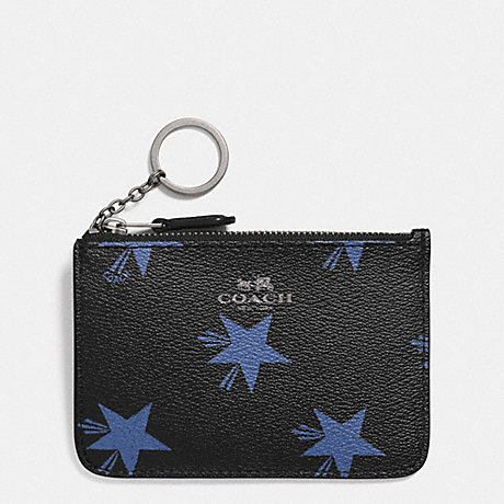 COACH f64246 KEY POUCH WITH GUSSET IN STAR CANYON PRINT COATED CANVAS QB/BLUE MULTICOLOR