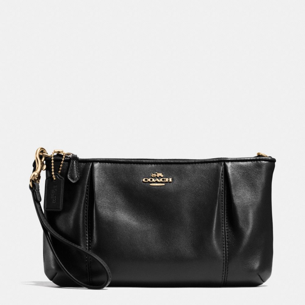 COLETTE ZIP TOP WRISTLET IN CALF LEATHER - LIGHT GOLD/BLACK - COACH F64369